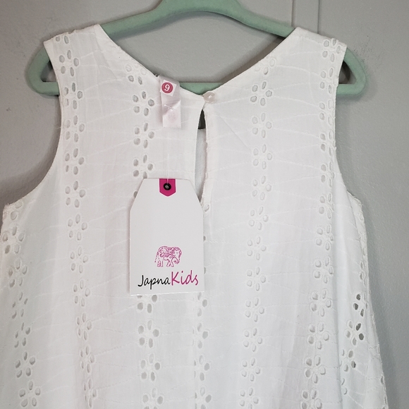 NWT Japna Kids White Eyelet Sleeveless Summer Dress - Picture 5 of 8